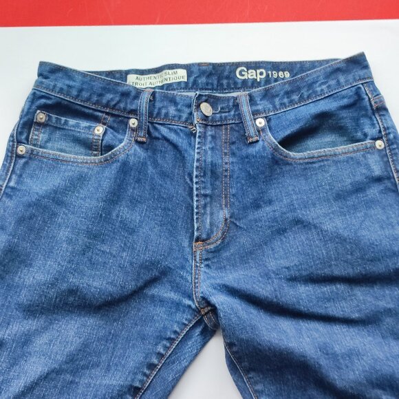 GAP jeans authentic slim denim blue men's size 30x32 - Picture 2 of 11